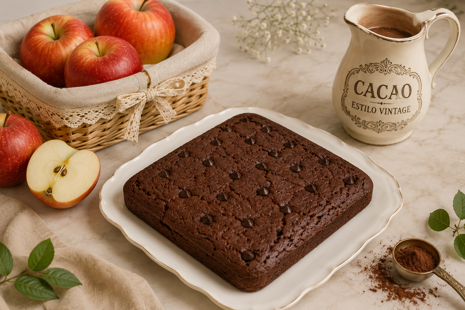Brownie de manzana y cacao